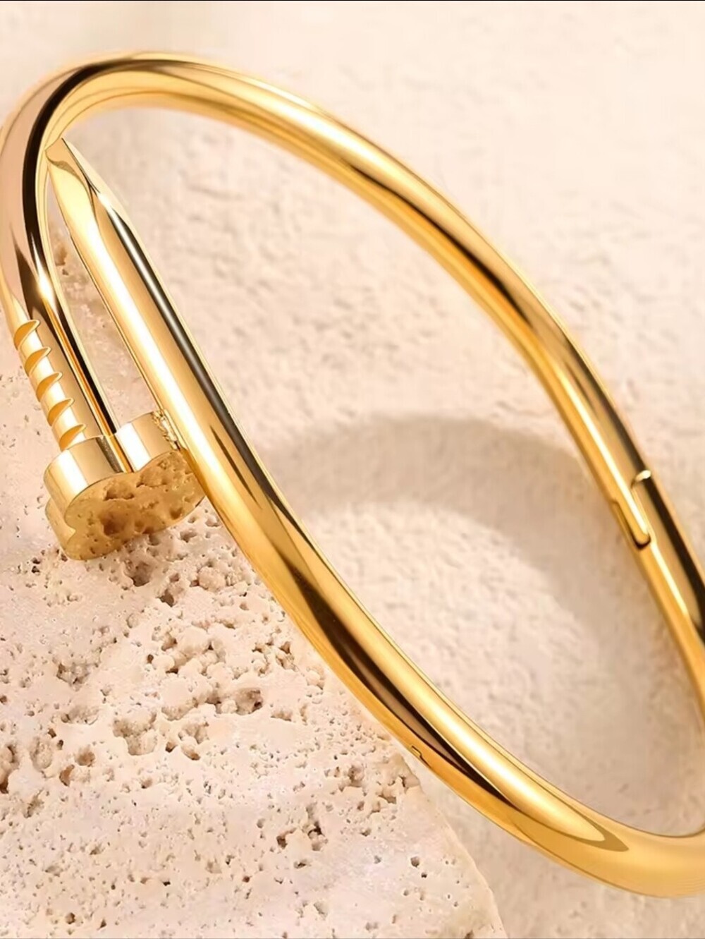 Gold Nail-Style Bangle Bracelet - Picture 6 of 8
